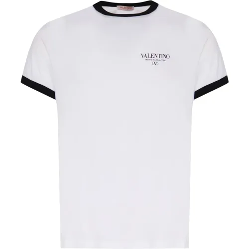 Contrast Edge Logo T-shirt Black , male, Sizes: M, XL - Valentino Garavani - Modalova