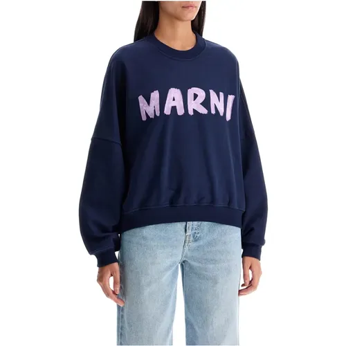 Logo Crewneck Sweatshirt mit Pinselstrich-Effekt - Marni - Modalova