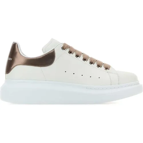 Bronze Absatz Weiße Ledersneaker , Damen, Größe: 39 1/2 EU - alexander mcqueen - Modalova