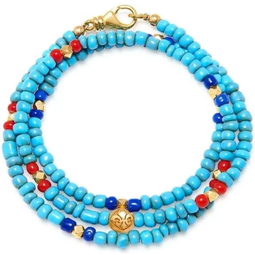 The Mykonos Collection - Vintage Turquoise, Red and Blue Glass Beads , Herren, Größe: XL - Nialaya - Modalova