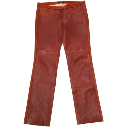 Moderne Rote Leder Slim Fit Hose , Damen, Größe: M - Isabel Marant Pre-owned - Modalova