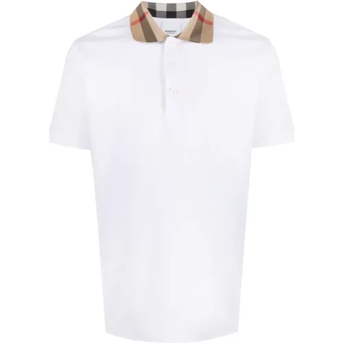 Men`s Polo Shirt with Check , male, Sizes: XL, L, M - Burberry - Modalova