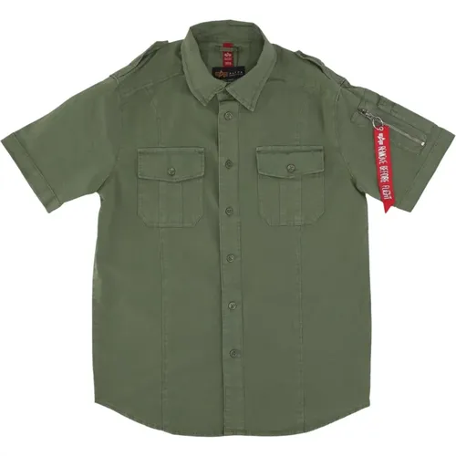 Short Sleeve Shirts , Herren, Größe: L - alpha industries - Modalova