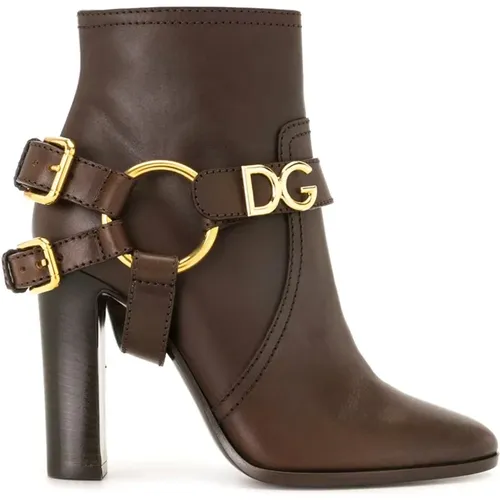 Sophisticated Leather Ankle Boots , female, Sizes: 4 1/2 UK, 3 UK - Dolce & Gabbana - Modalova