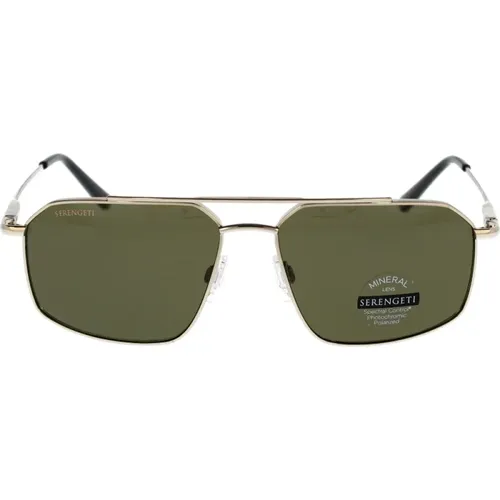 Polarized Sunglasses Shiny Light Gold , unisex, Sizes: 57 MM - Serengeti - Modalova