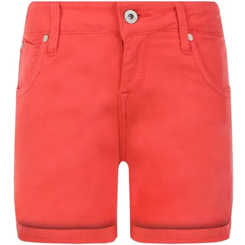 Rote Denim Shorts mit Bestickten Taschen - Pepe Jeans - Modalova