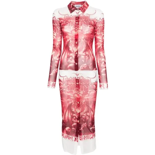 Rotes Multicolor Kleid mit All-Over-Print , Damen, Größe: S - Jean Paul Gaultier - Modalova