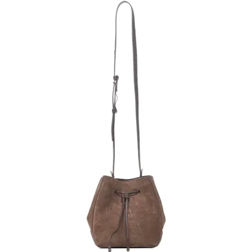 Suede Bucket Bag with Drawstring , female, Sizes: ONE SIZE - BRUNELLO CUCINELLI - Modalova