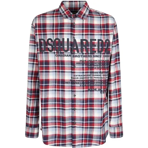 Lässiges kariertes Hemd , Herren, Größe: 3XL - Dsquared2 - Modalova