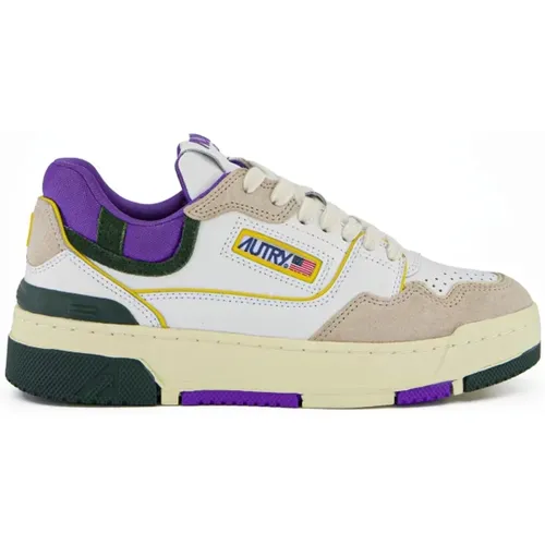 White Sneakers with Green and Purple Accents , female, Sizes: 6 UK, 5 UK, 4 UK, 3 UK, 7 UK - Autry - Modalova