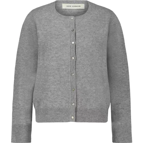 Femininer Cardigan mit Knöpfen Grau Melange , Damen, Größe: M - Sofie Schnoor - Modalova