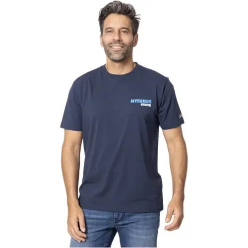 Marineblauer Mykonos T-Shirt , Herren, Größe: L - MC2 Saint Barth - Modalova