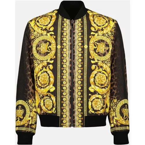 Wendbare Bomberjacke mit Leopardenmuster - Versace - Modalova