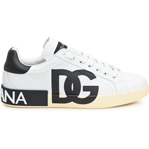 Weiße Low-Top-Sneaker mit Logo - Dolce & Gabbana - Modalova