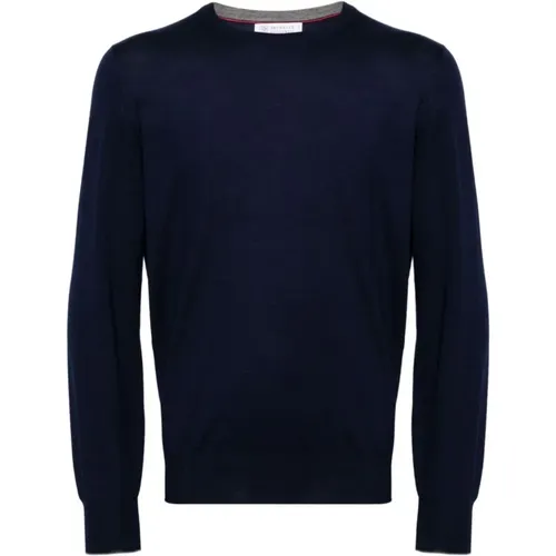 Wool Sweater with Long Sleeves and Crew Neck , male, Sizes: 2XL - BRUNELLO CUCINELLI - Modalova