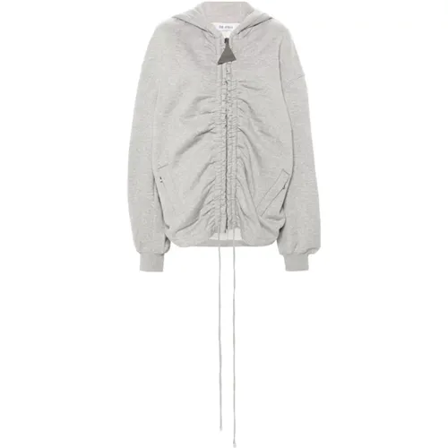 Grauer Jersey Hoodie mit Rüschendetails , Damen, Größe: XS - The Attico - Modalova