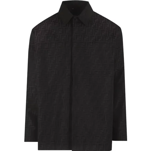 Jacquard Shirt Jacket , male, Sizes: L - Fendi - Modalova