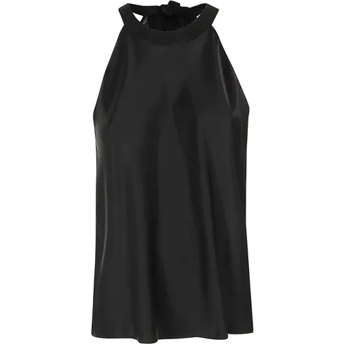 Satin Top mit Talange Design , Damen, Größe: S - pinko - Modalova