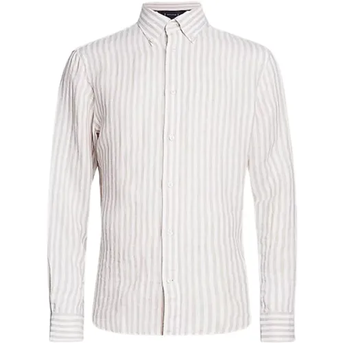 Striped Linen Men's Shirt , male, Sizes: L, XL, S, M - Tommy Hilfiger - Modalova