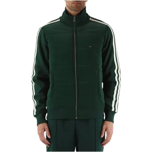 Quilted Front Panel Sweatshirt Jacket , male, Sizes: L, S, M, 2XL, XL - Tommy Hilfiger - Modalova