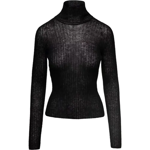 Schwarze Mohair Cote Plate Pullover , Damen, Größe: L - Saint Laurent - Modalova