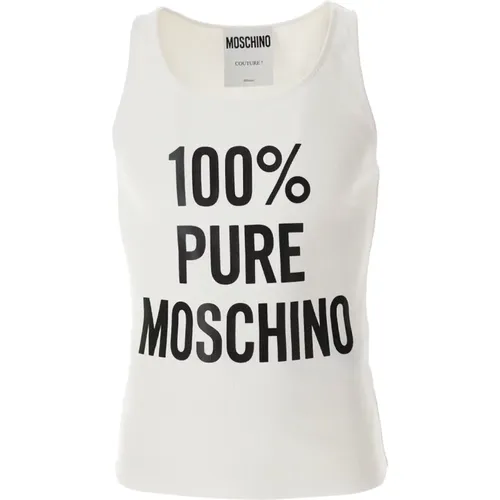 Geripptes Tanktop in Weiß , Herren, Größe: XL - Moschino - Modalova