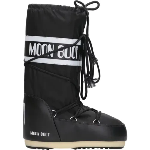 Schwarze Wasserdichte Nylon Winterstiefel , Damen, Größe: 42 EU - moon boot - Modalova