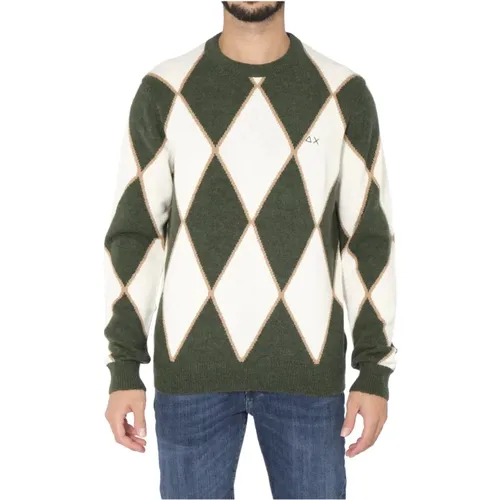Men Dark Round Argyle Sweater , male, Sizes: XL - Sun68 - Modalova