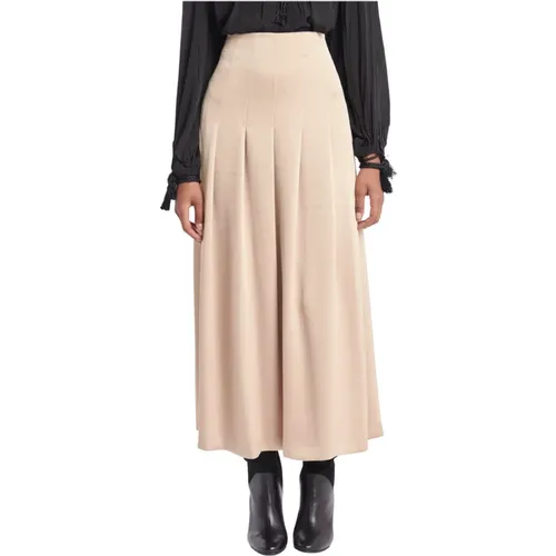 Golden Satin Pleated Skirt , female, Sizes: XS, S - Laurence Bras - Modalova