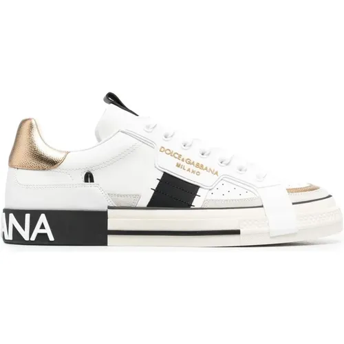 Weiße Leder Custom 2.Zero Sneakers , Herren, Größe: 41 EU - Dolce & Gabbana - Modalova