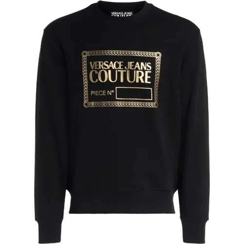 And Gold Logo Sweatshirt , male, Sizes: S - Versace Jeans Couture - Modalova