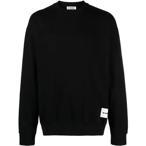 Schwarzer Baumwoll-Logopullover , Herren, Größe: M - Jil Sander - Modalova