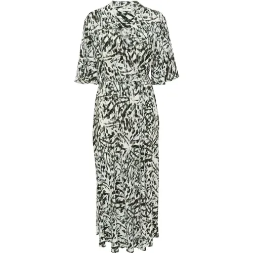 Kleid mit verschwommenem Tiermuster und Volant , Damen, Größe: XL - Gestuz - Modalova