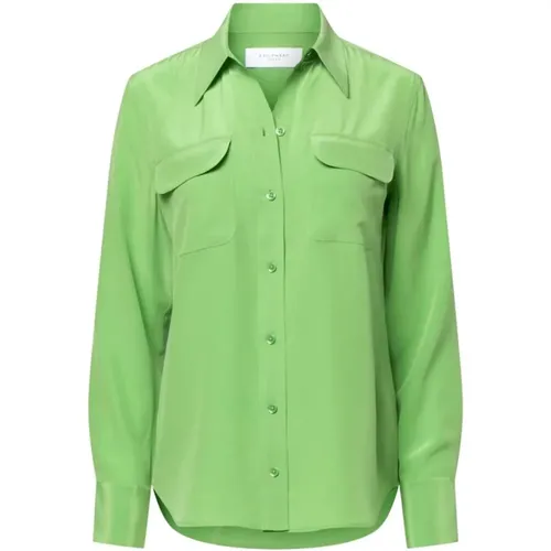 Neongrünes Seidenhemd , Damen, Größe: M - Equipment - Modalova