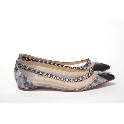Multicolor Print Silver Flat Point Toe Shoe , female, Sizes: 2 1/2 UK - Christian Louboutin - Modalova