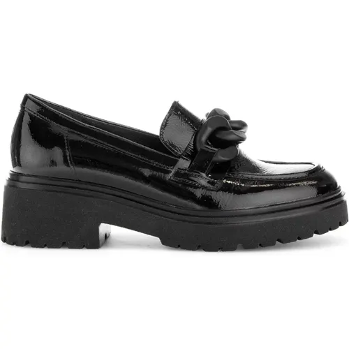 Schwarze Lackloafer Winterstil , Damen, Größe: 38 1/2 EU - Gabor - Modalova