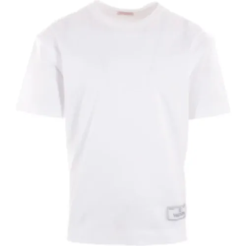 Cotton T-shirt with Logo Label , male, Sizes: S, M, L, XL - Valentino Garavani - Modalova