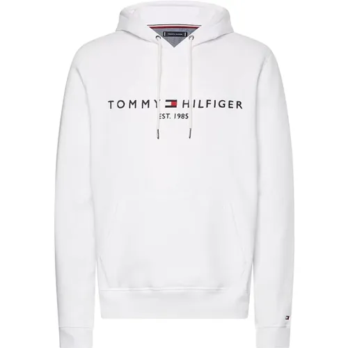 Weiße Pullover Baumwolle/Polyester Mischung Regular Fit , Herren, Größe: L - Tommy Hilfiger - Modalova