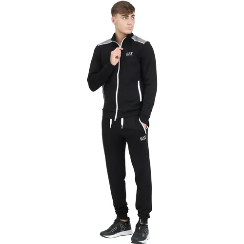 Schwarzer Trainingsanzug Jacke und Hose , Herren, Größe: M - Emporio Armani EA7 - Modalova