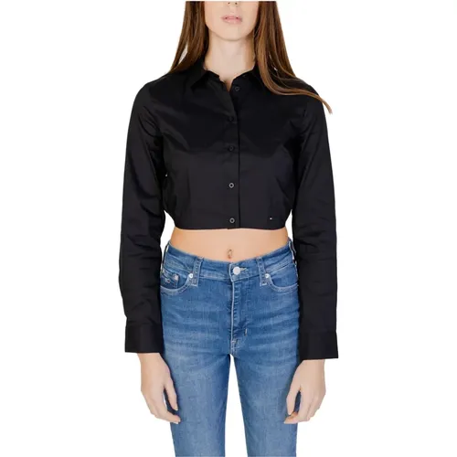 Cotton Long Sleeve Shirt , female, Sizes: S, XS, M - Tommy Jeans - Modalova