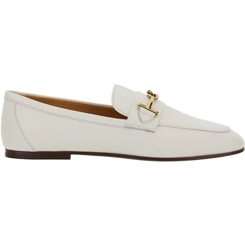Leather Loafers with Double T Detail , female, Sizes: 6 UK, 4 UK, 3 UK, 7 UK, 5 1/2 UK, 5 UK, 4 1/2 UK, 3 1/2 UK - TOD'S - Modalova