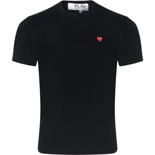 Schwarzes Baumwoll-T-Shirt mit kleinem Herz , Herren, Größe: XL - Comme des Garçons Play - Modalova