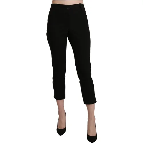 Elegante Schwarze High Waist Cropped Hose , Damen, Größe: XL - BENCIVENGA - Modalova