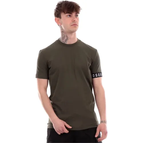 Ikonic Grünes Militärärmel T-Shirt , Herren, Größe: L - Dsquared2 - Modalova