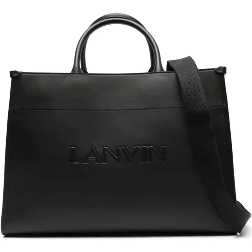 Geprägte Lederschultertasche mit abnehmbarem Riemen - Lanvin - Modalova