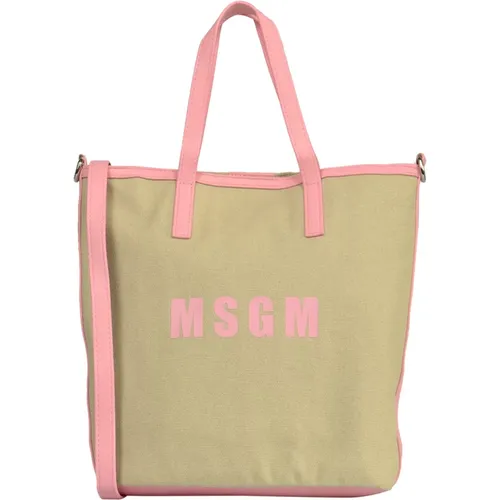 Pink Canvas Shopping Bag , female, Sizes: ONE SIZE - Msgm - Modalova