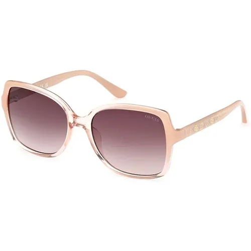 Stilvolle Sonnenbrille Braun Verlaufslinse , Damen, Größe: 55 MM - Guess - Modalova