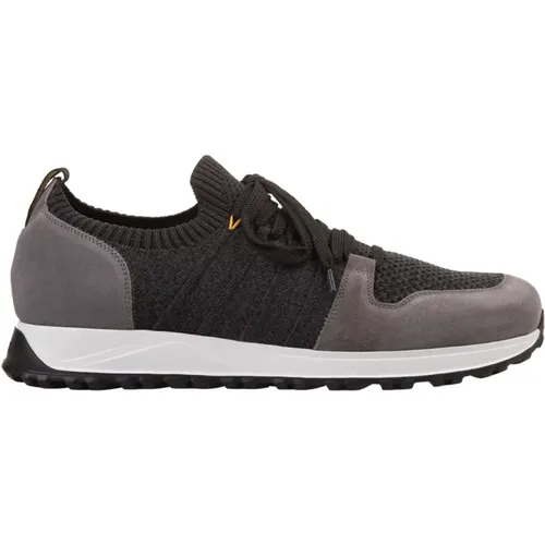 Grey Sneakers with Brown Leather Inserts , male, Sizes: 11 UK, 7 UK, 9 1/2 UK, 8 UK, 9 UK - Doucal's - Modalova