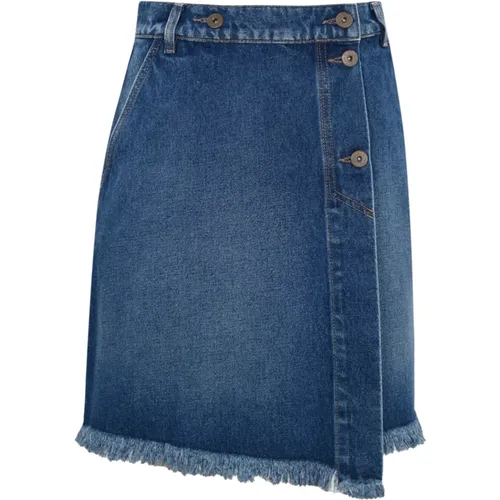 Denim Wickelrock mit Fransen , Damen, Größe: XS - Max Mara Weekend - Modalova