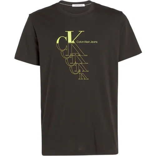 Monogramm T-Shirt mit Echo Graphi Design , Herren, Größe: M - Calvin Klein Jeans - Modalova